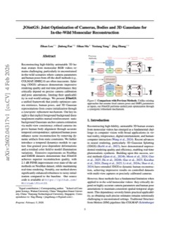 JOintGS: Joint Optimization of Cameras, Bodies and 3D Gaussi