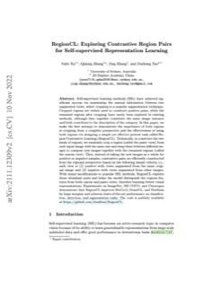 RegionCL: Exploring Contrastive Region Pairs for Self-superv